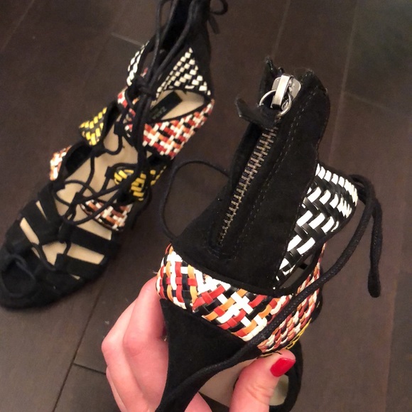 NEW Zara Multicolour Strappy Heels - Picture 6 of 10